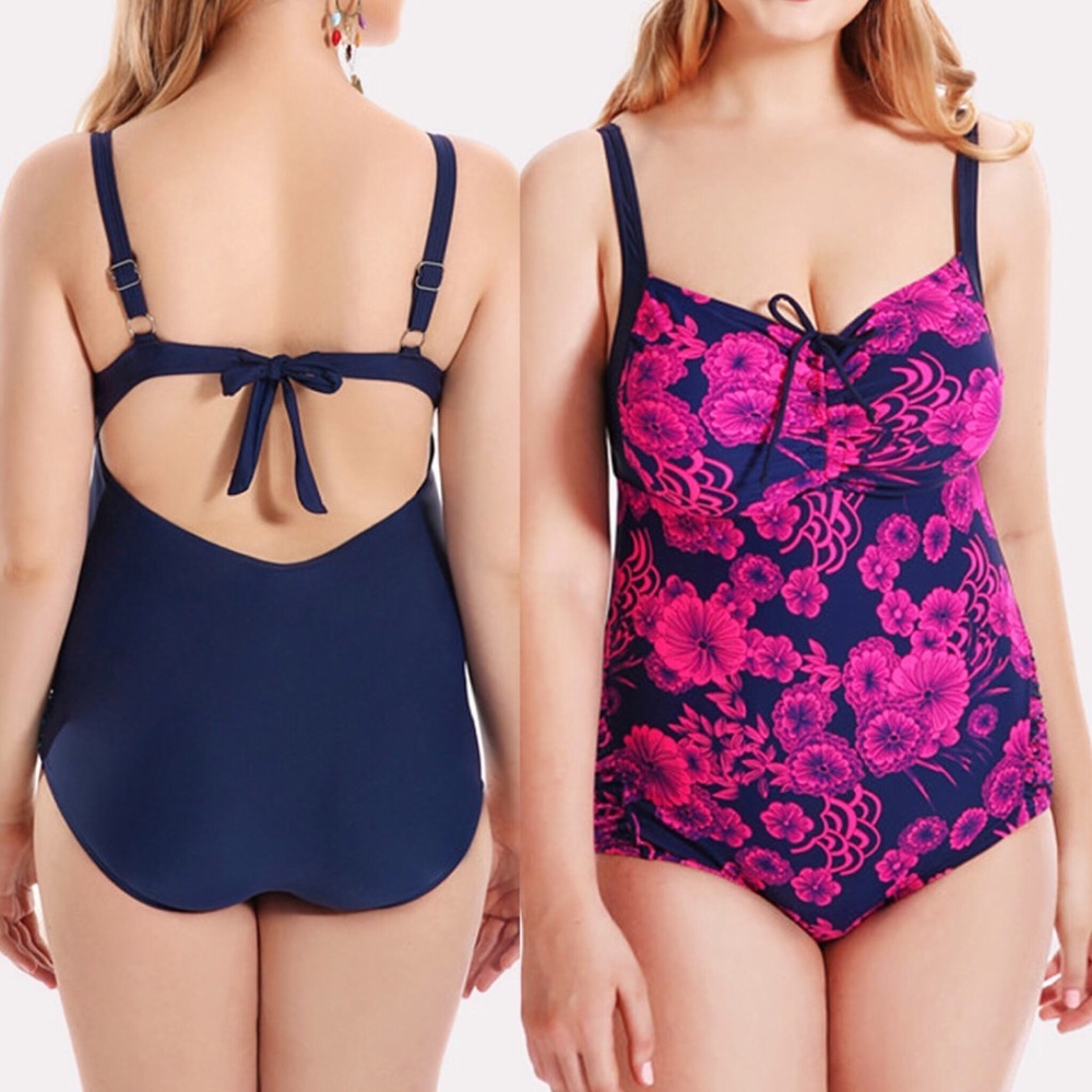 🆕Floral tie back cut out one piece plus swimsuit - Picture 2 of 7